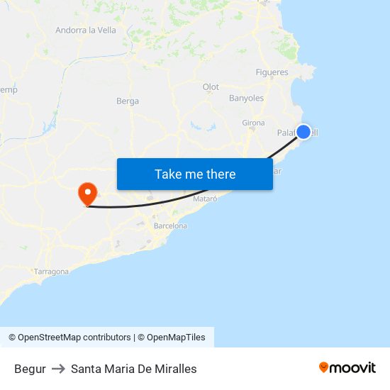 Begur to Santa Maria De Miralles map