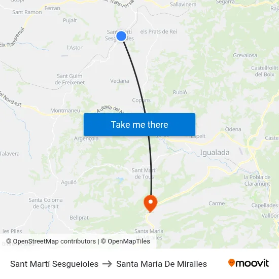 Sant Martí Sesgueioles to Santa Maria De Miralles map