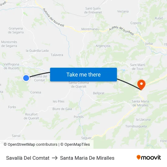 Savallà Del Comtat to Santa Maria De Miralles map