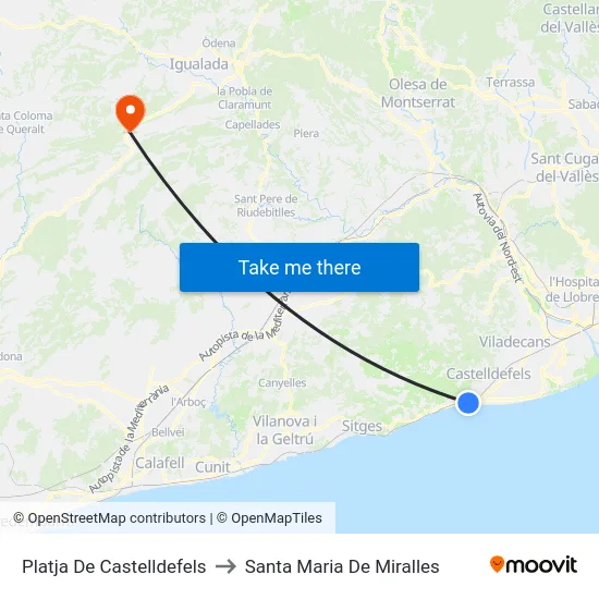 Platja De Castelldefels to Santa Maria De Miralles map