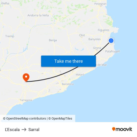L'Escala to Sarral map