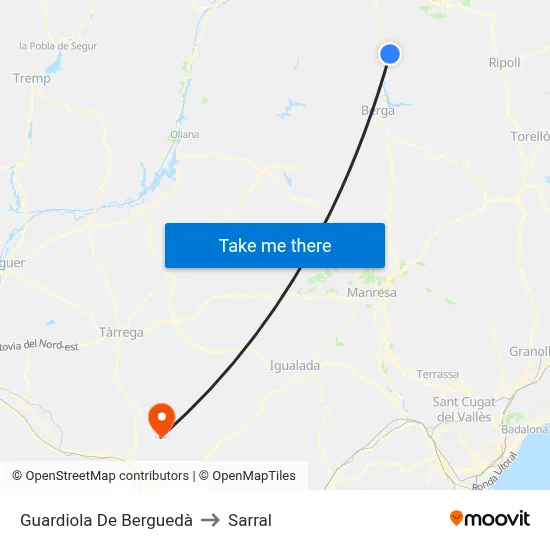 Guardiola De Berguedà to Sarral map