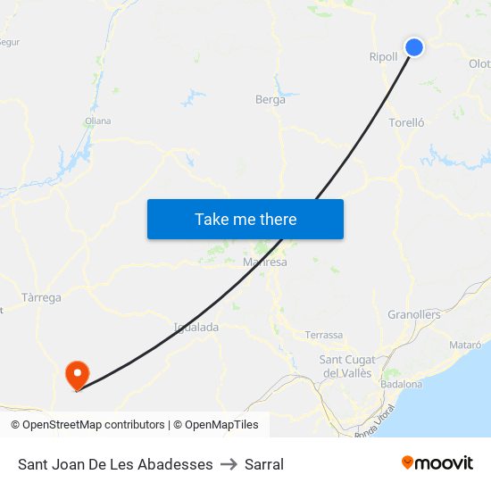 Sant Joan De Les Abadesses to Sarral map