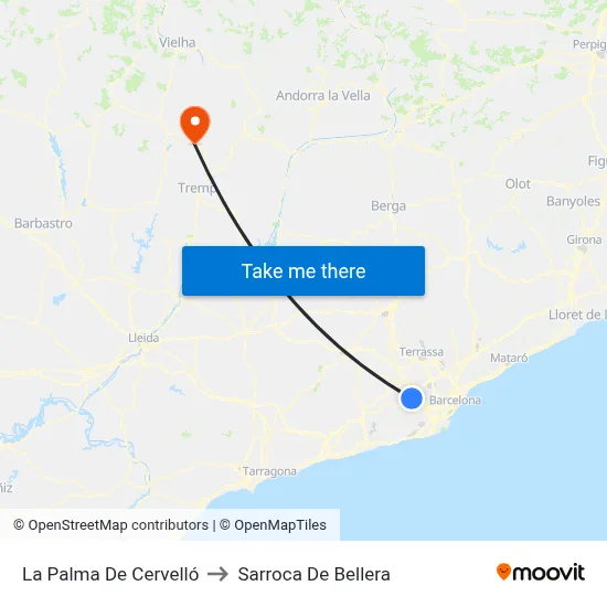 La Palma De Cervelló to Sarroca De Bellera map