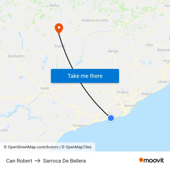 Can Robert to Sarroca De Bellera map