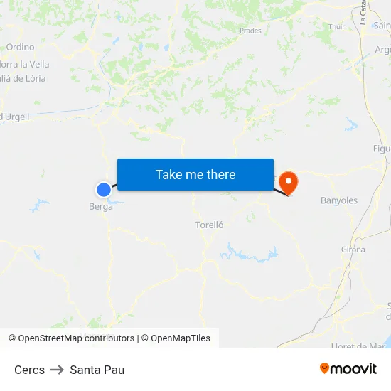 Cercs to Santa Pau map
