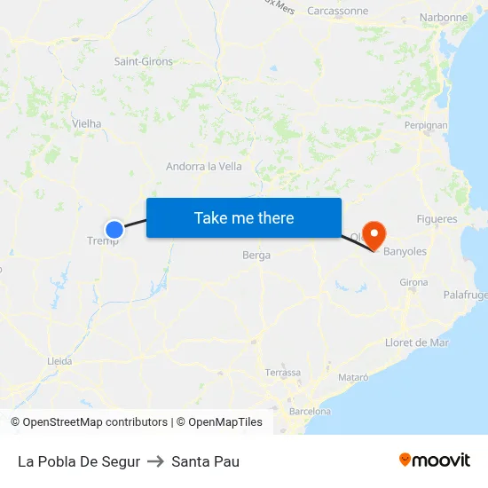 La Pobla De Segur to Santa Pau map