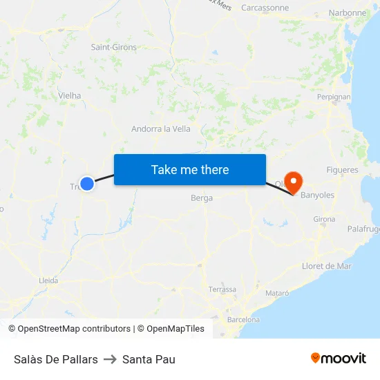Salàs De Pallars to Santa Pau map