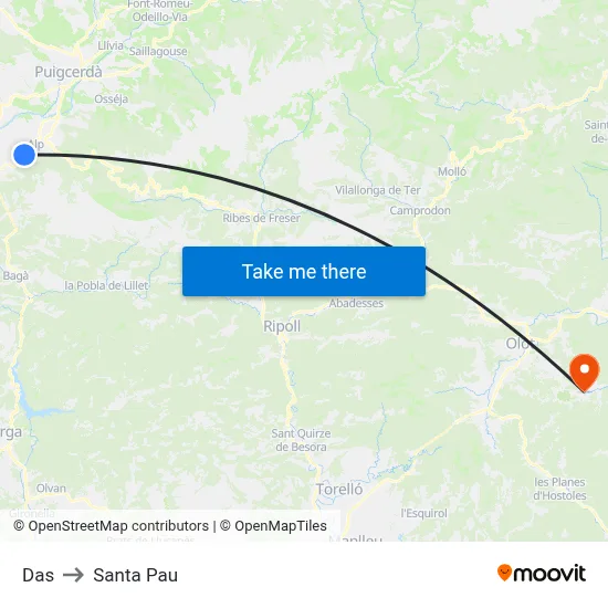Das to Santa Pau map