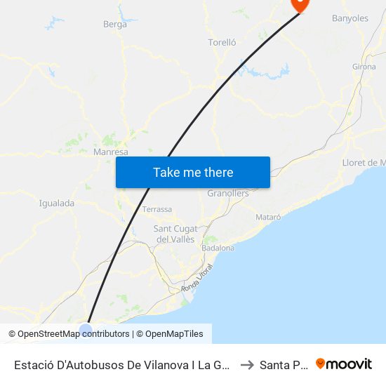 Estació D'Autobusos De Vilanova I La Geltrú to Santa Pau map
