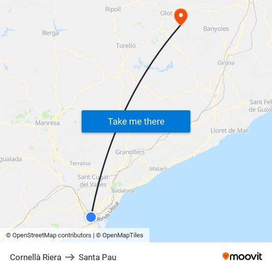 Cornellà Riera to Santa Pau map