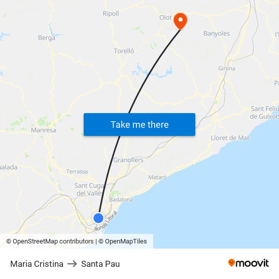 Maria Cristina to Santa Pau map