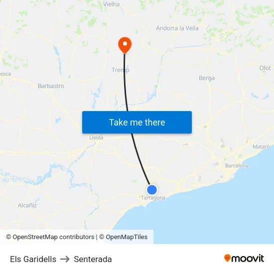 Els Garidells to Senterada map