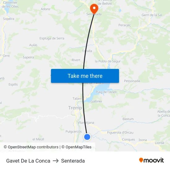 Gavet De La Conca to Senterada map