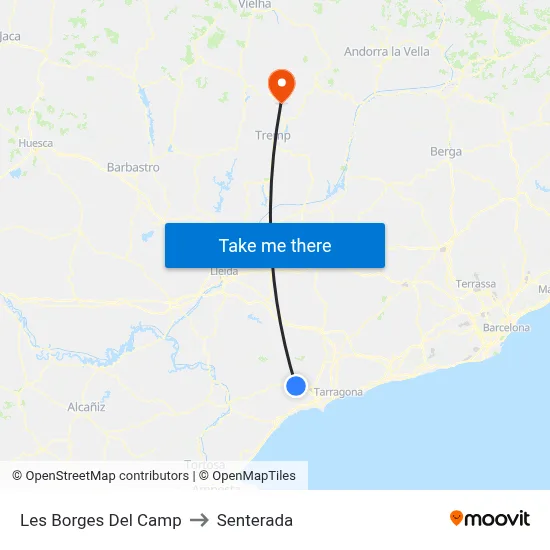 Les Borges Del Camp to Senterada map