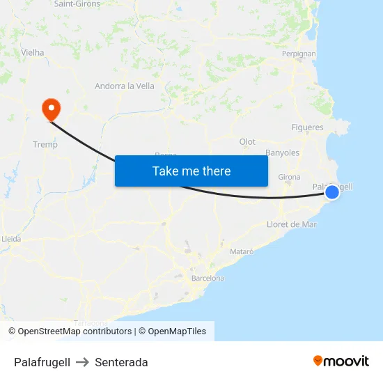 Palafrugell to Senterada map