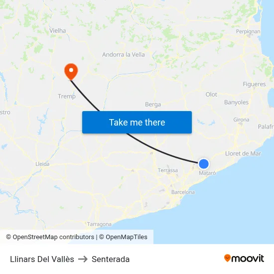 Llinars Del Vallès to Senterada map