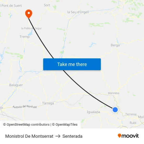 Monistrol De Montserrat to Senterada map