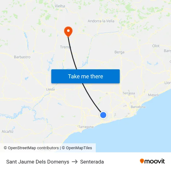 Sant Jaume Dels Domenys to Senterada map