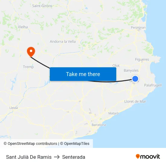 Sant Julià De Ramis to Senterada map