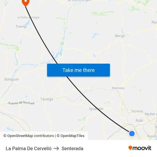 La Palma De Cervelló to Senterada map
