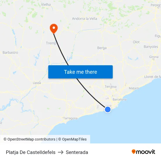 Platja De Castelldefels to Senterada map