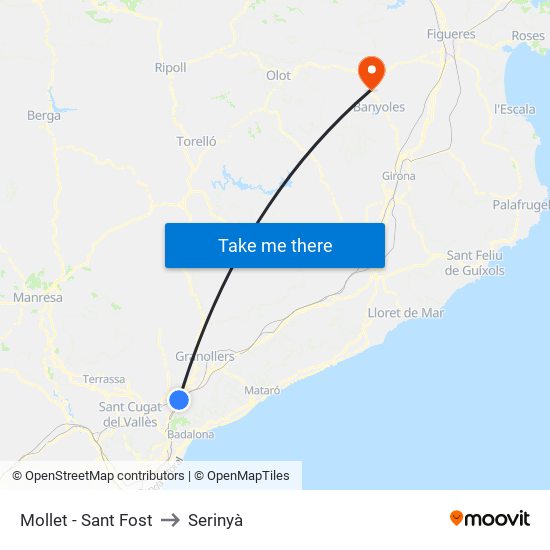 Mollet - Sant Fost to Serinyà map