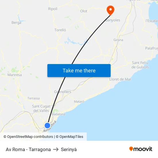 Av Roma - Tarragona to Serinyà map
