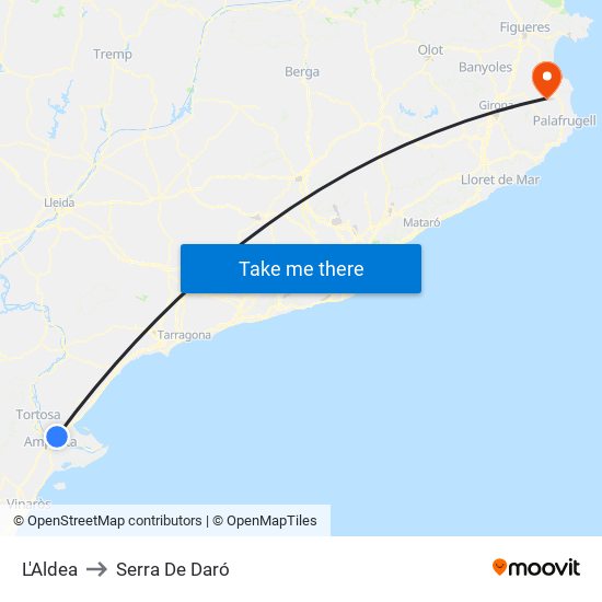 L'Aldea to Serra De Daró map