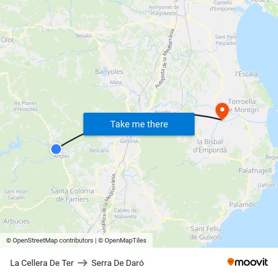 La Cellera De Ter to Serra De Daró map