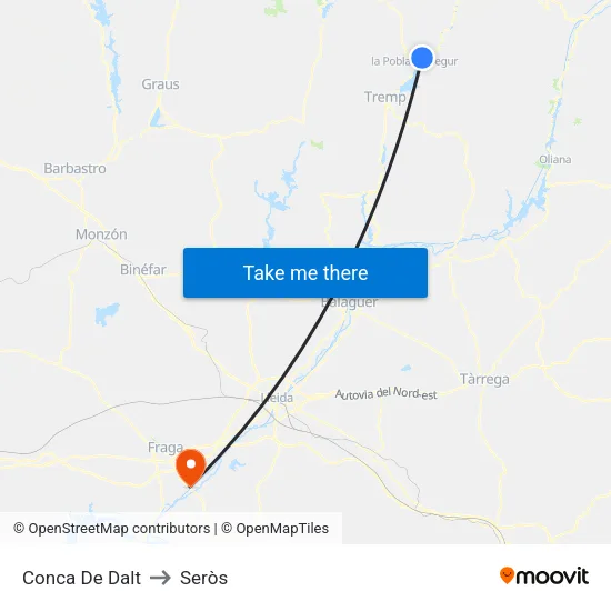 Conca De Dalt to Seròs map