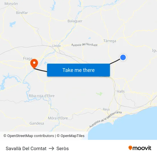 Savallà Del Comtat to Seròs map