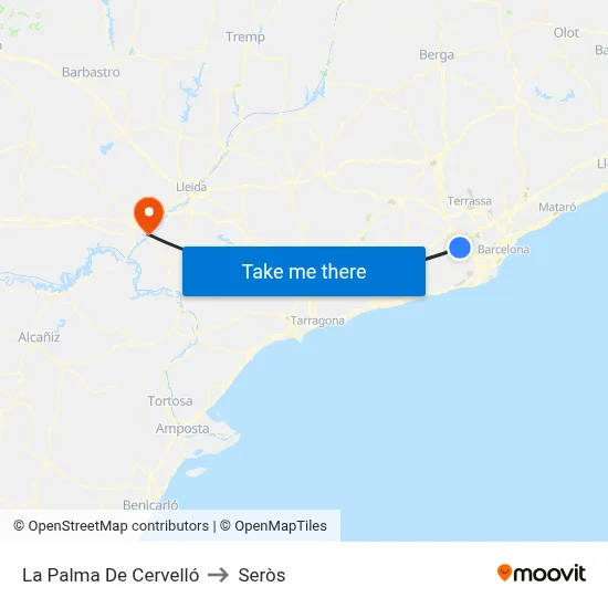 La Palma De Cervelló to Seròs map