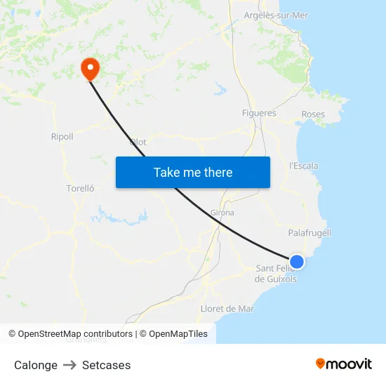 Calonge to Setcases map