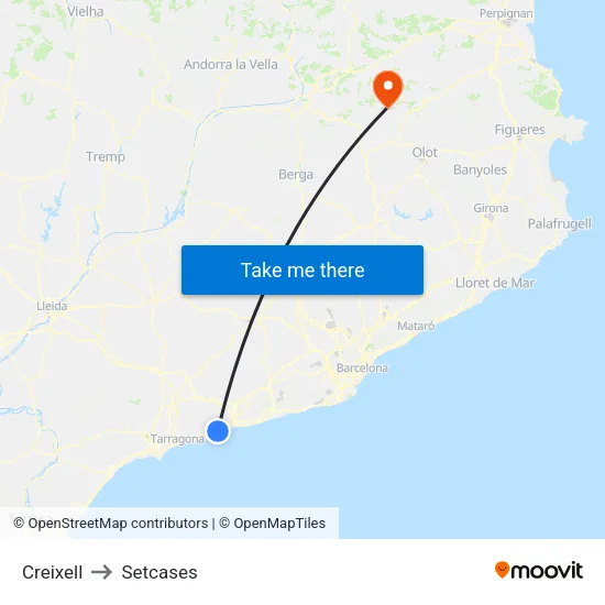 Creixell to Setcases map