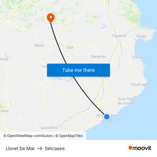 Lloret De Mar to Setcases map