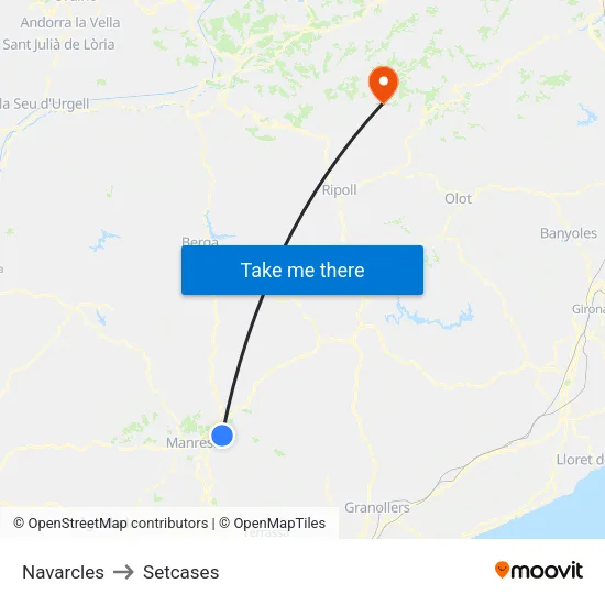 Navarcles to Setcases map