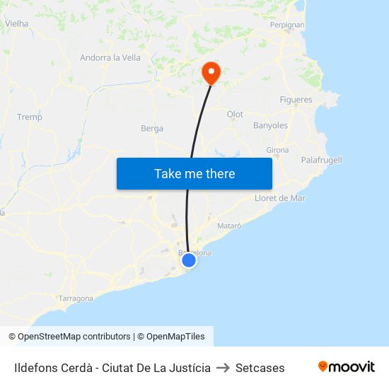 Ildefons Cerdà - Ciutat De La Justícia to Setcases map