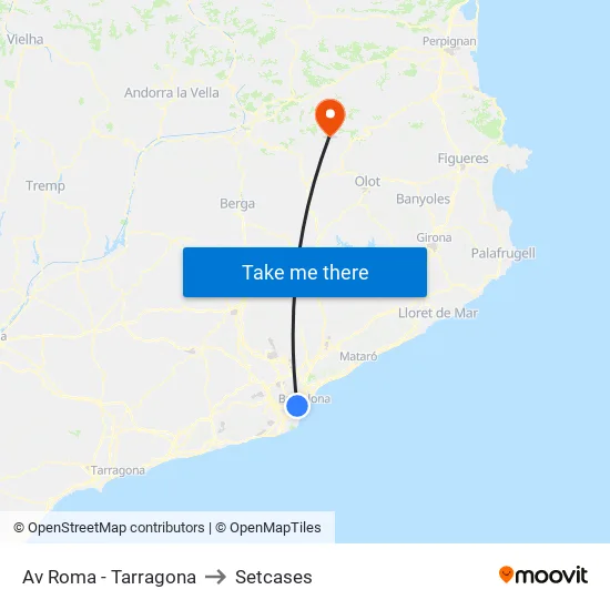 Av Roma - Tarragona to Setcases map