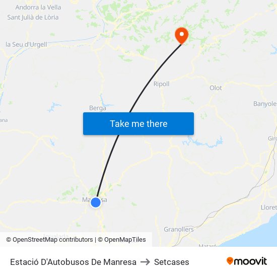 Estació D'Autobusos De Manresa to Setcases map