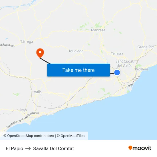 El Papio to Savallà Del Comtat map