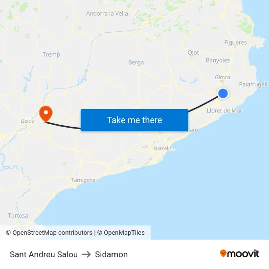 Sant Andreu Salou to Sidamon map