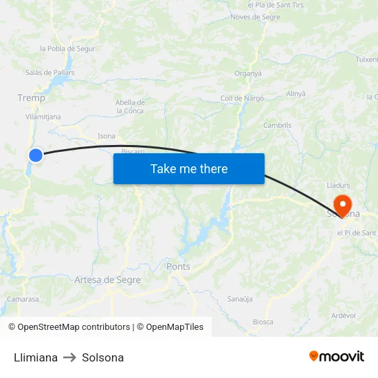 Llimiana to Solsona map