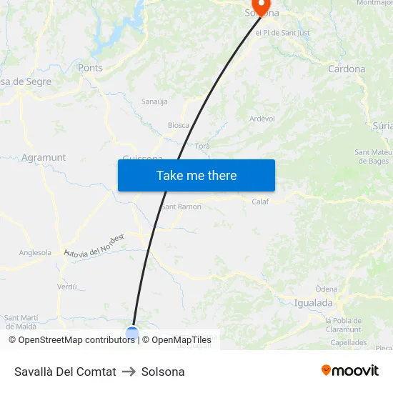 Savallà Del Comtat to Solsona map