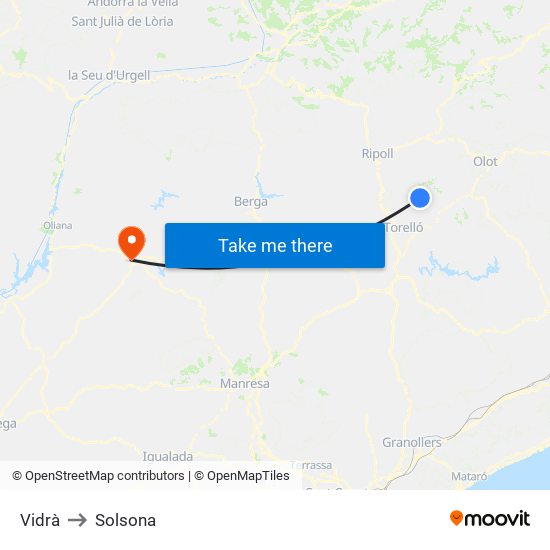 Vidrà to Solsona map