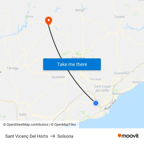 Sant Vicenç Del Horts to Solsona map