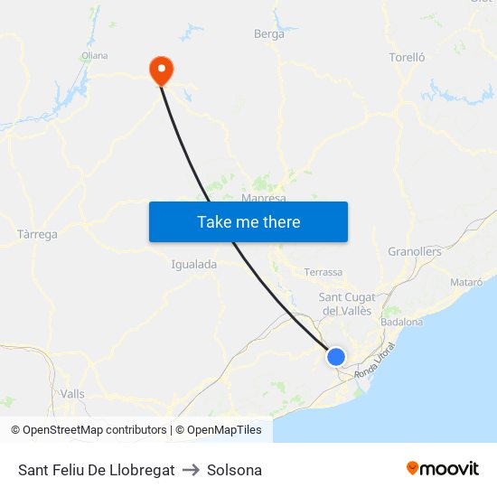 Sant Feliu De Llobregat to Solsona map
