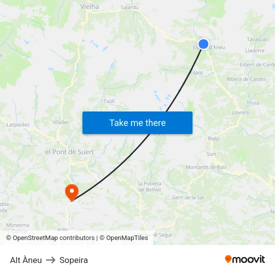 Alt Àneu to Sopeira map