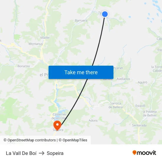 La Vall De Boí to Sopeira map
