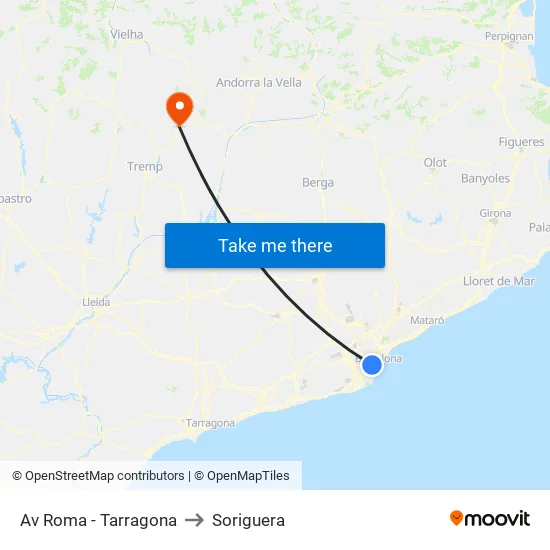 Av Roma - Tarragona to Soriguera map